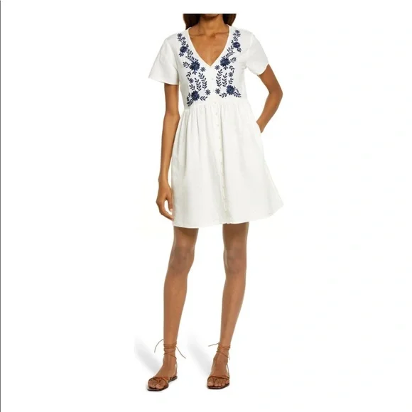 Madewell | Dresses | Madewell Embroidered Linen | Poshmark